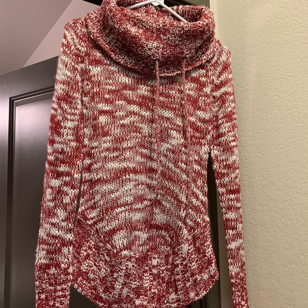 NEW Red Drawstring Cowl Neck Sweater Small